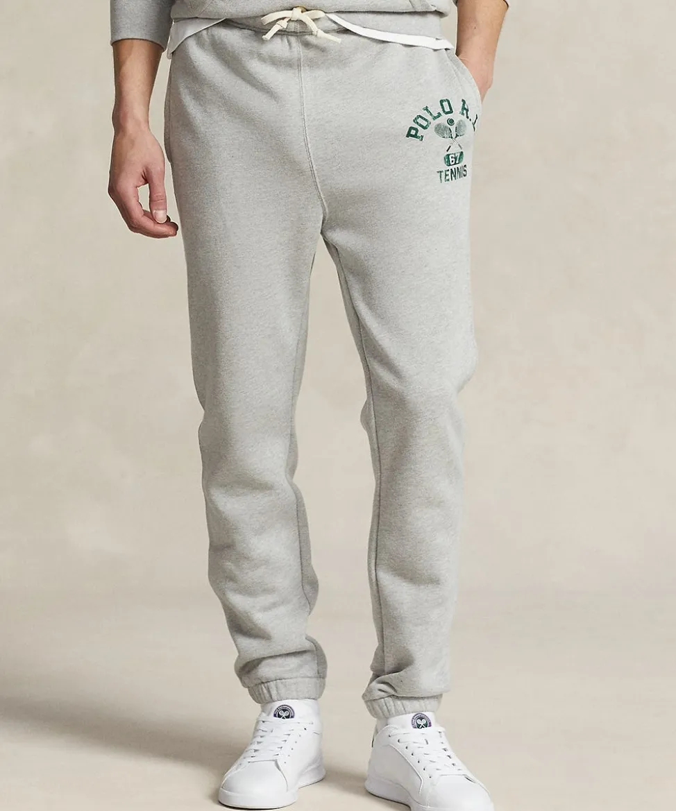 Wimbledon Trousers & Shorts-Polo Ralph Lauren Mens Fleece Graphic Sweatpant - Grey