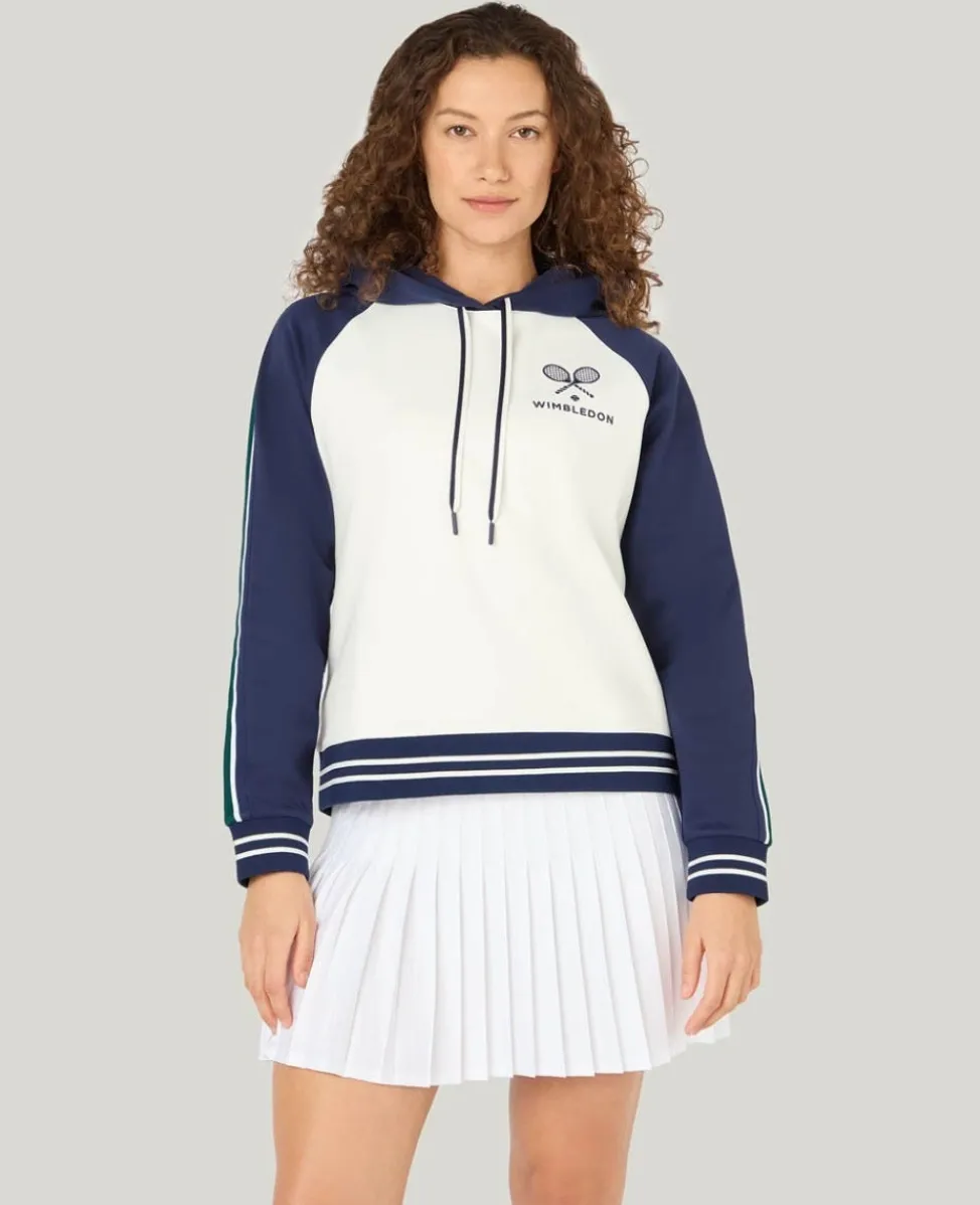 Wimbledon Sweatshirts & Hoodies-Relaxed Fit Stripe Hoodie in White