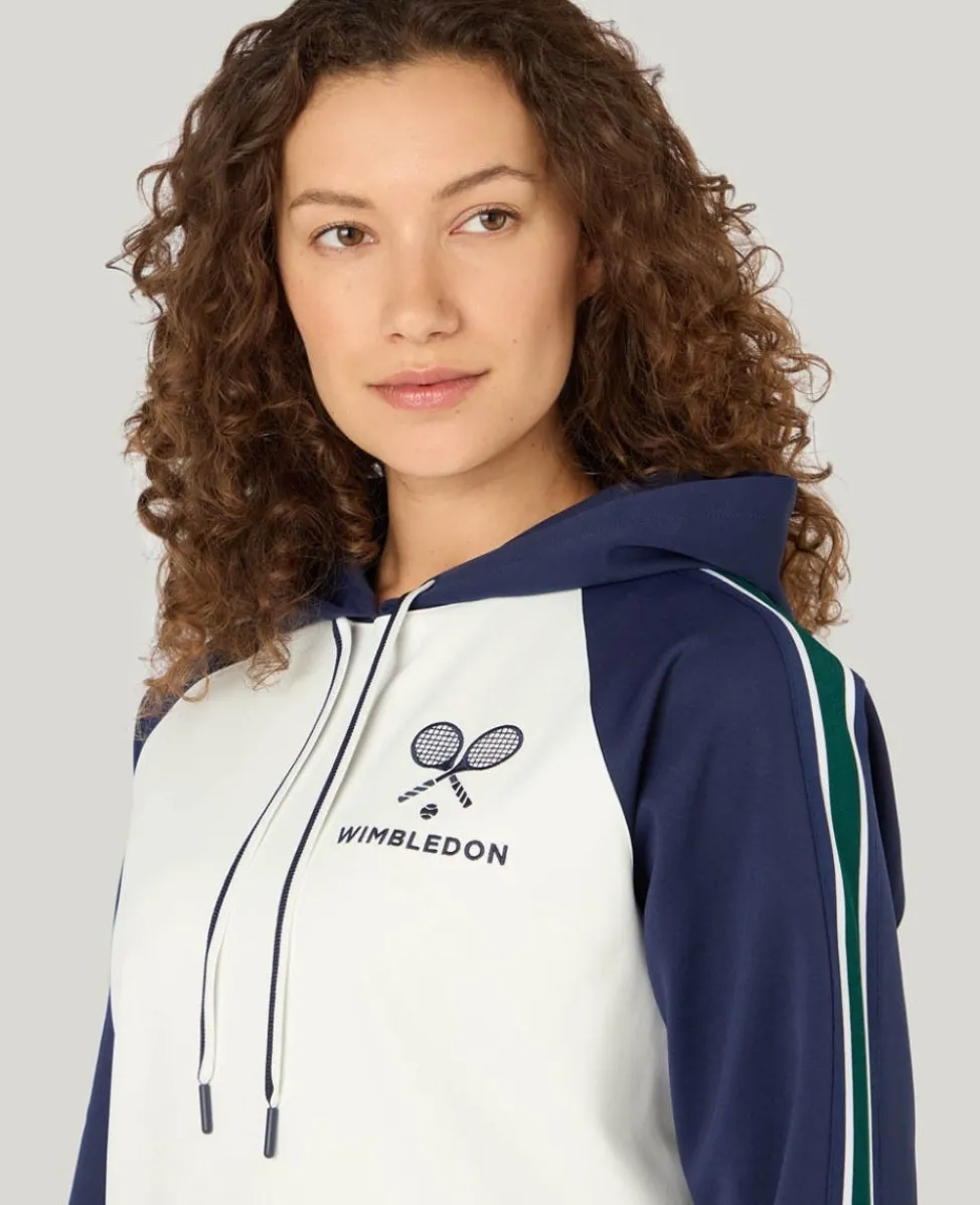 Wimbledon Sweatshirts & Hoodies-Relaxed Fit Stripe Hoodie in White