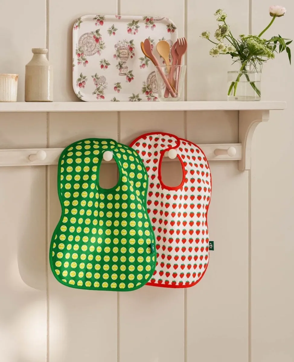 Wimbledon Bibs-Strawberries & Tennis Balls Cotton Bibs Pack of 2