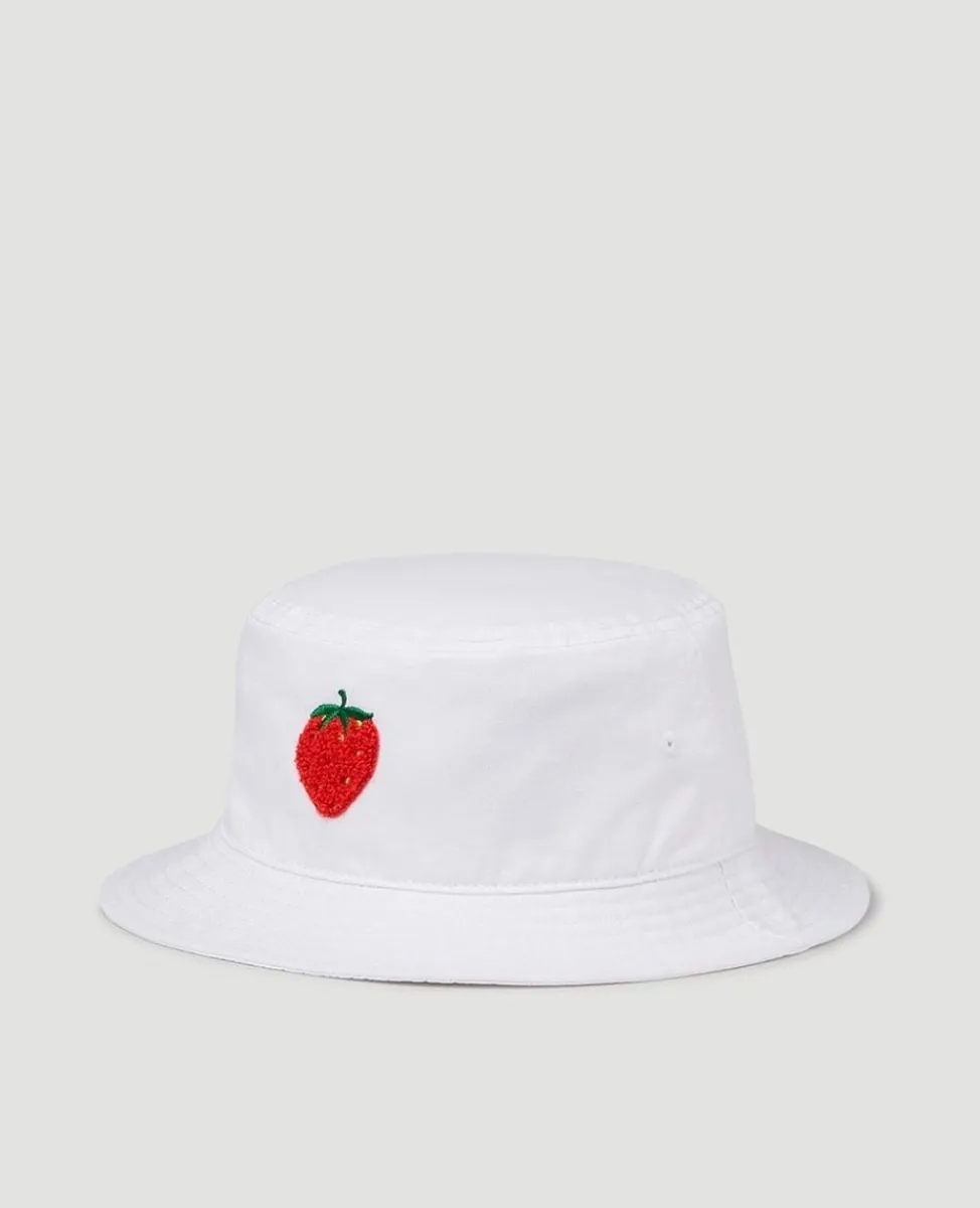 Wimbledon Bucket Hat-Strawberry Bucket Hat - White