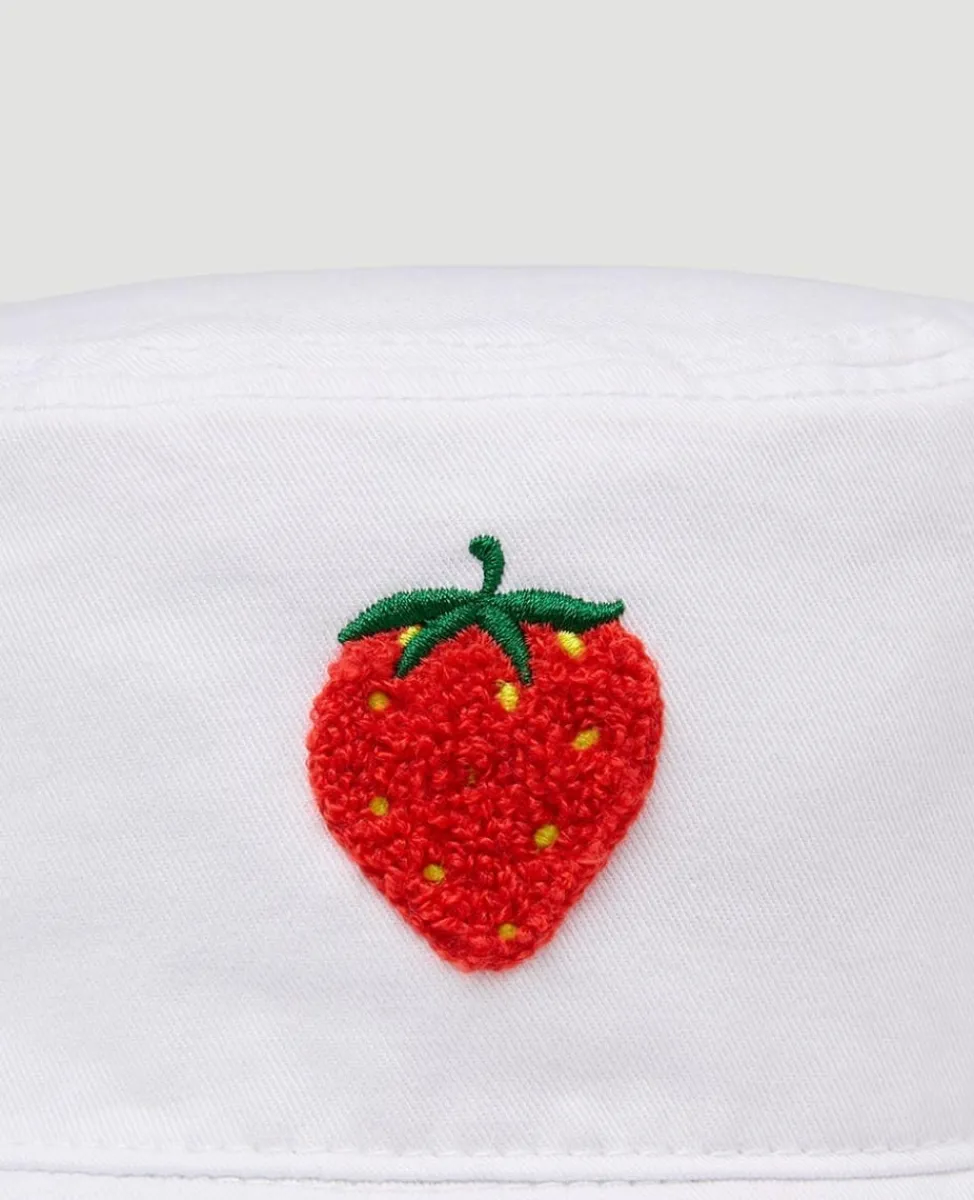 Wimbledon Bucket Hat-Strawberry Bucket Hat - White