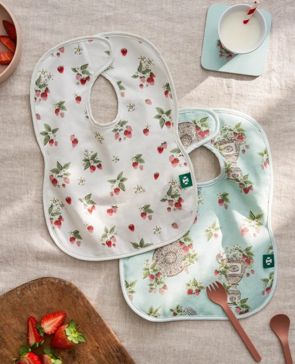 Wimbledon Bibs-Trophies & Strawberries Cotton Bibs Pack of 2