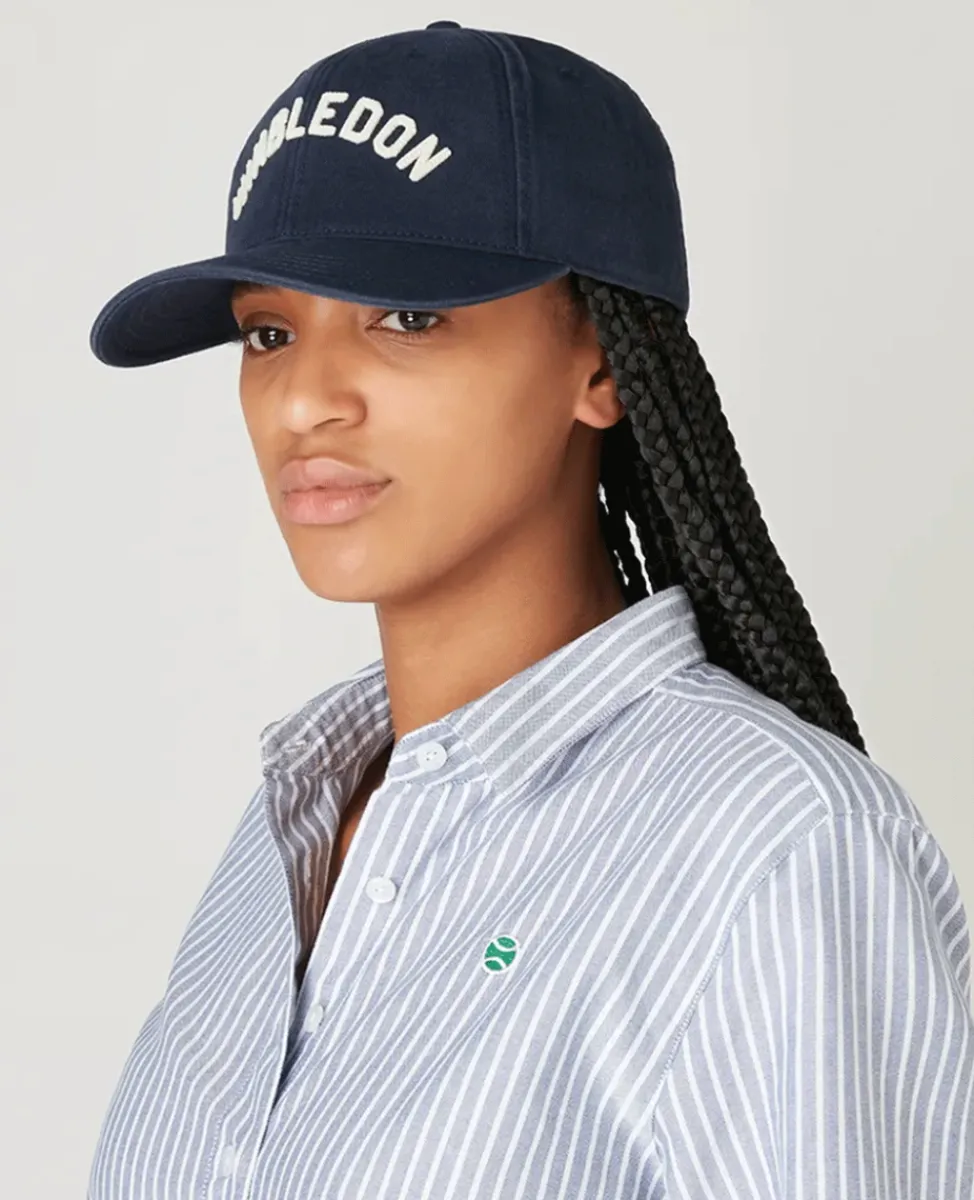 Wimbledon Baseball Cap-Wordmark Cap in Navy