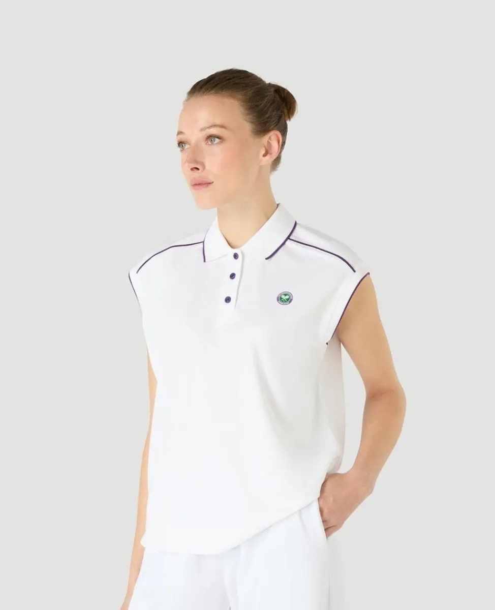 Wimbledon Tops & T-Shirts | Tops & T-Shirts-Womens Cap Sleeved Polo - White