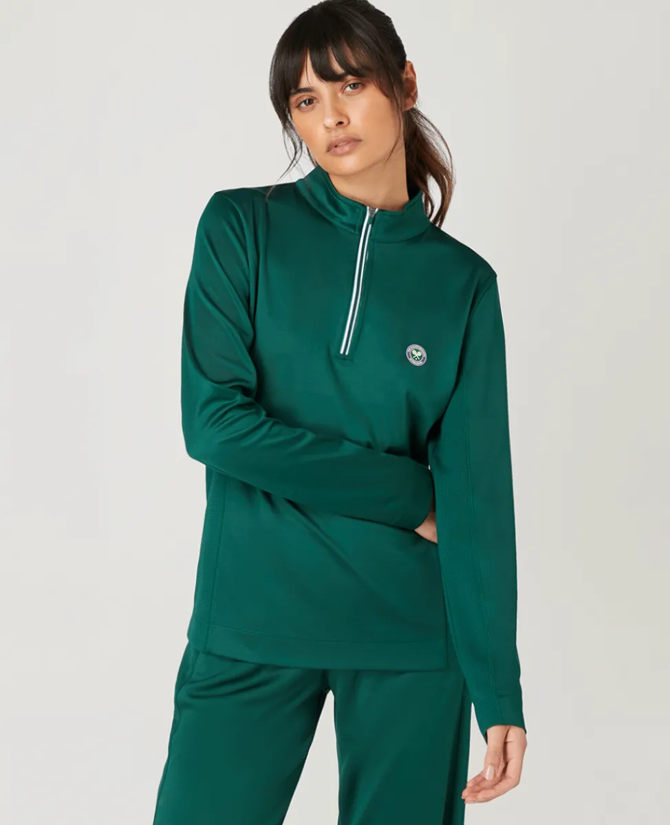 Wimbledon Sweatshirts & Hoodies-Women's Core Performance 1/4 Zip Training Top - Green
