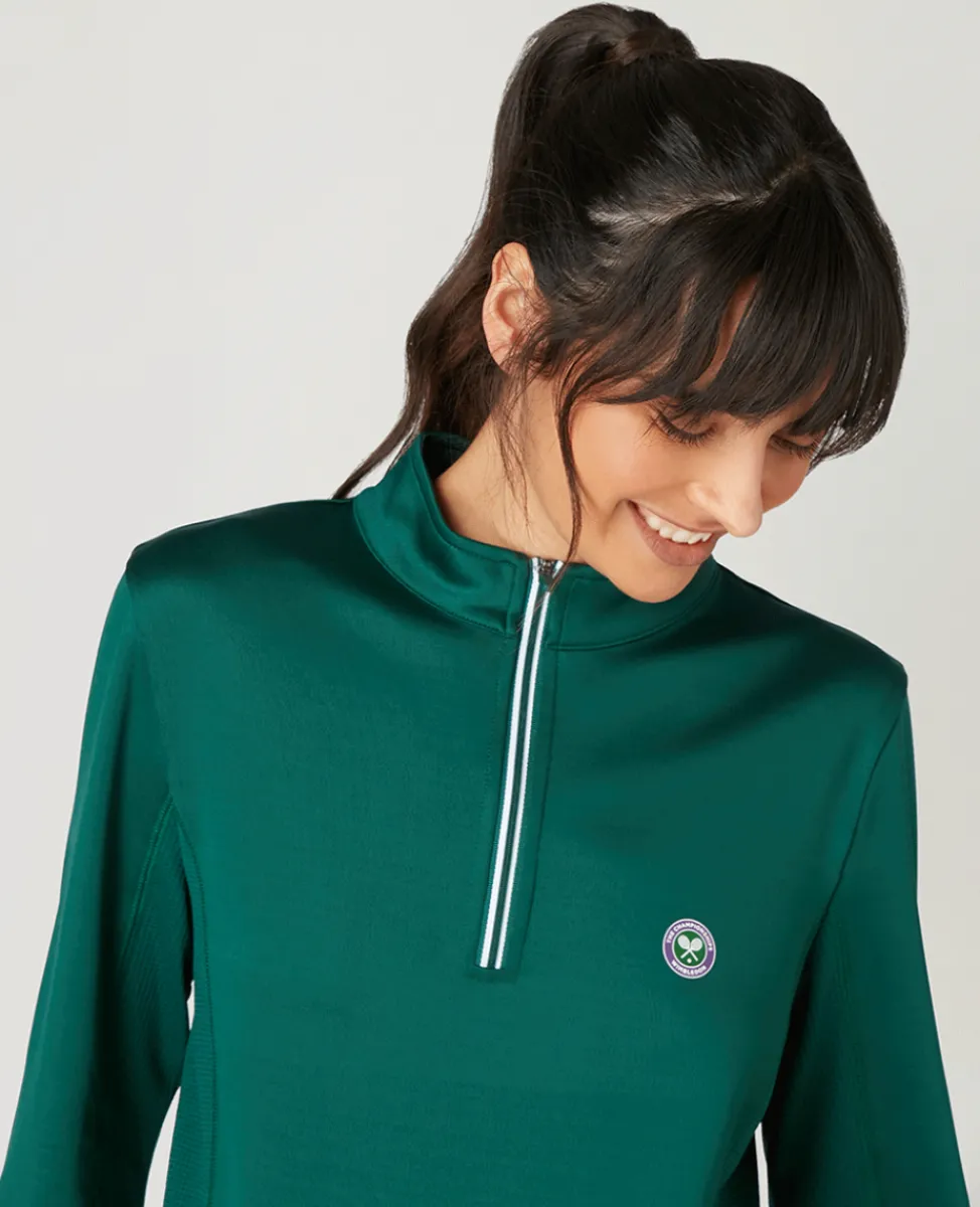 Wimbledon Sweatshirts & Hoodies-Women's Core Performance 1/4 Zip Training Top - Green