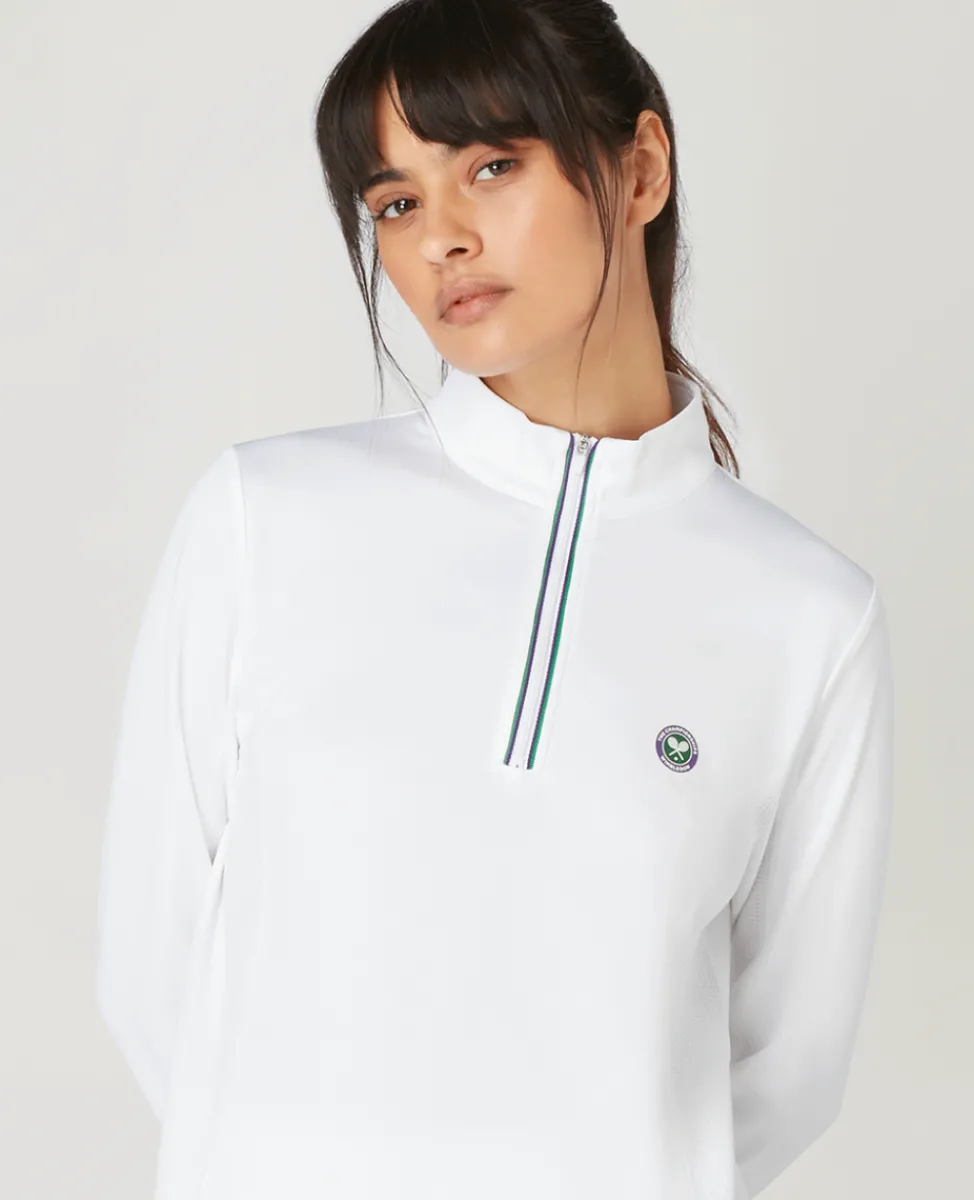 Wimbledon Sweatshirts & Hoodies | Sweatshirts & Hoodies-Women's Core Performance 1/4 Zip Training Top - White