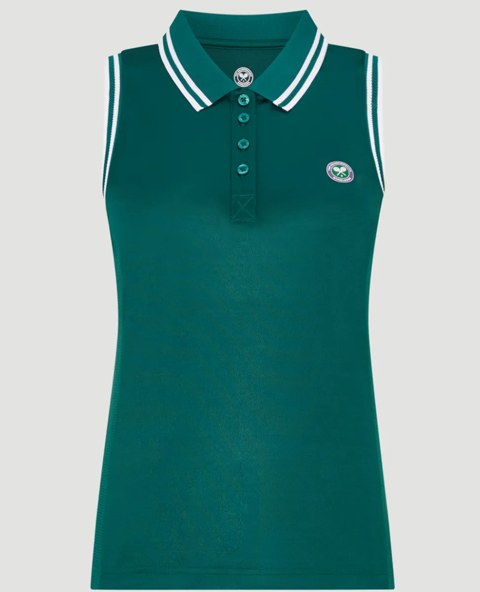 Wimbledon Tops & T-Shirts-Women's Core Performance Sleeveless Polo - Green