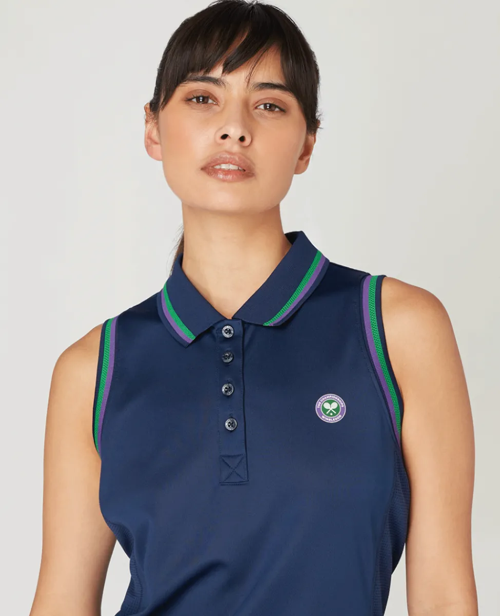 Wimbledon Tops & T-Shirts | Tops & T-Shirts-Women's Core Performance Sleeveless Polo - Navy