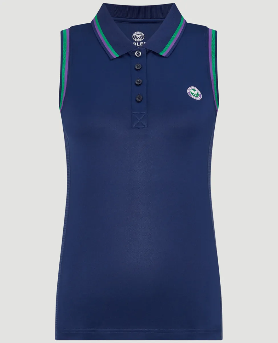 Wimbledon Tops & T-Shirts | Tops & T-Shirts-Women's Core Performance Sleeveless Polo - Navy