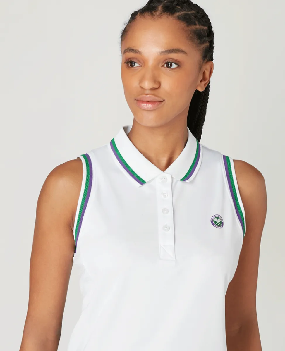 Wimbledon Tops & T-Shirts | Tops & T-Shirts-Women's Core Performance Sleeveless Polo - White