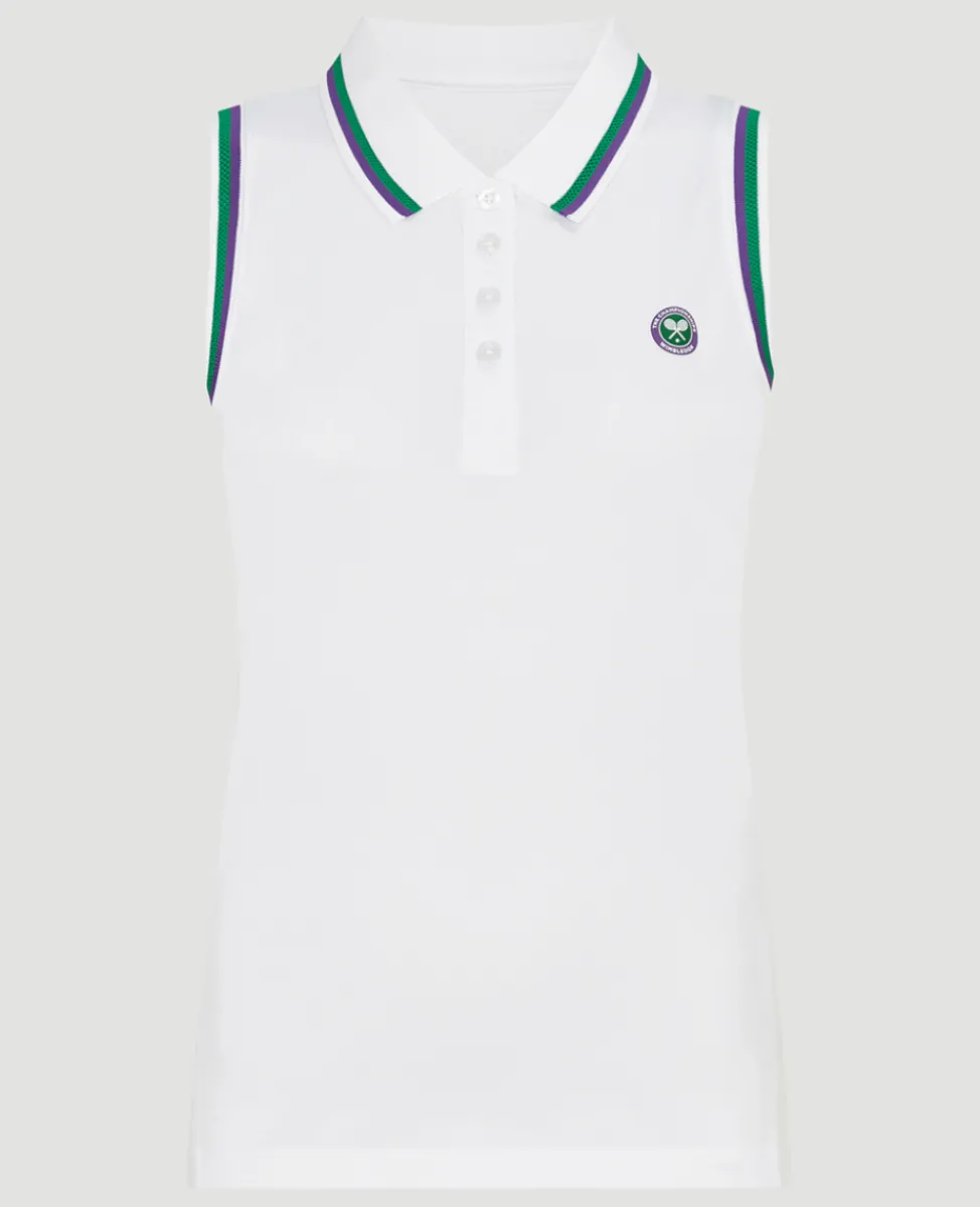 Wimbledon Tops & T-Shirts | Tops & T-Shirts-Women's Core Performance Sleeveless Polo - White