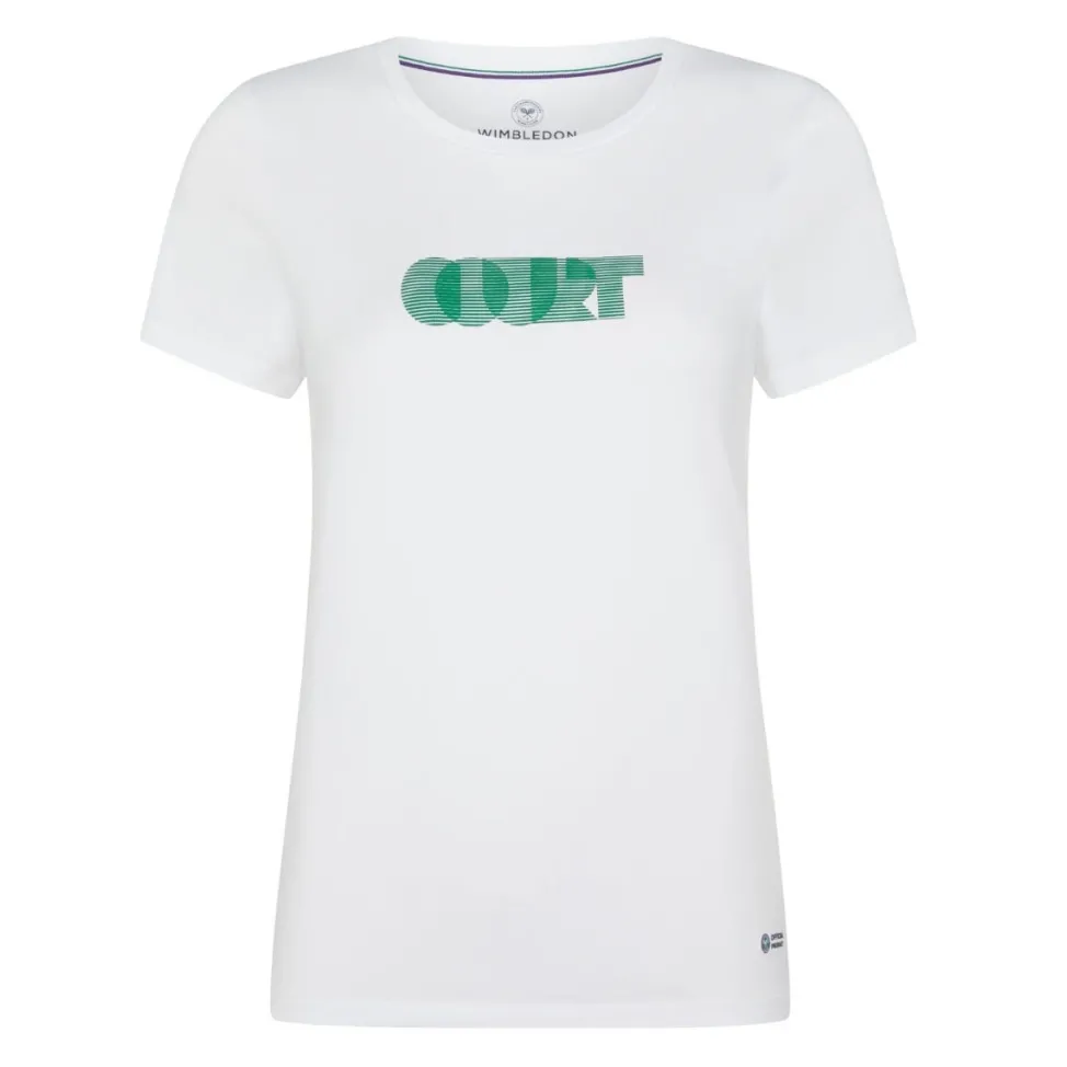 Wimbledon Tops & T-Shirts-Women's Court Word Cotton T-shirt - White