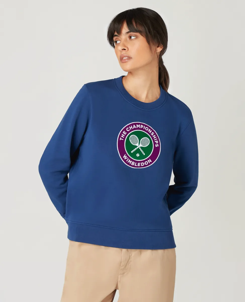 Wimbledon Sweatshirts & Hoodies-Women's Embroidered Logo Sweatshirt - Navy