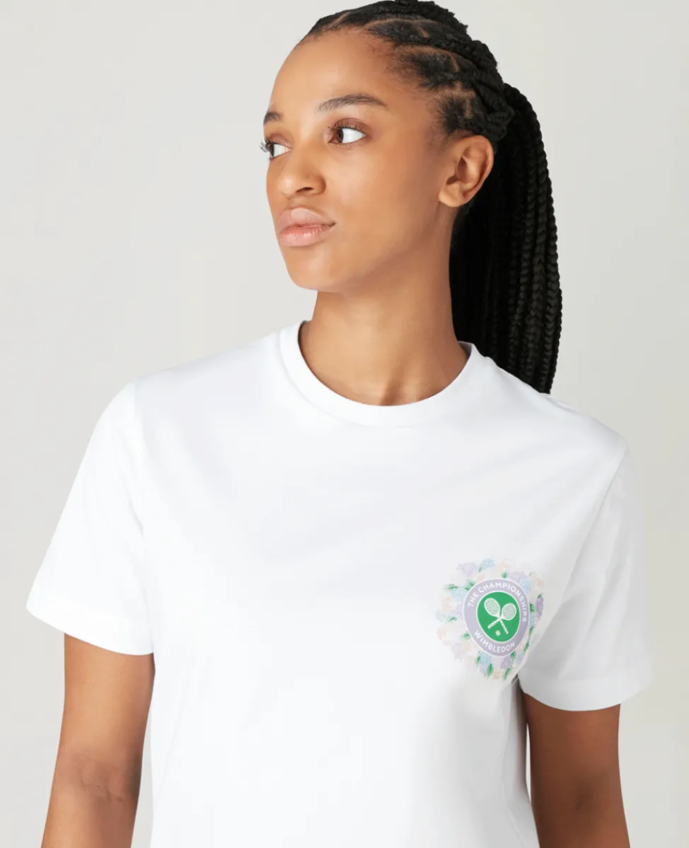 Wimbledon Tops & T-Shirts-Womens Floral Logo T-Shirt - White