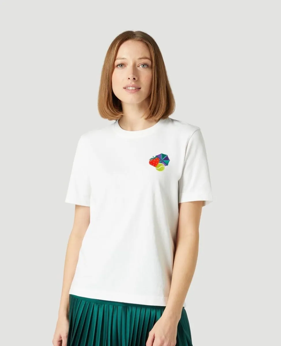 Wimbledon Tops & T-Shirts-Womens Icon Patch T-Shirt - White