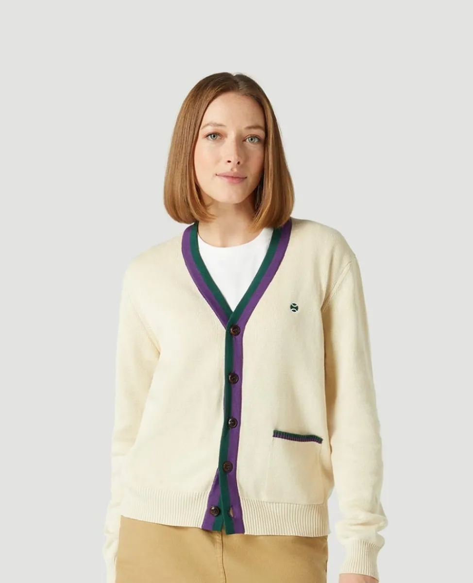 Wimbledon Knitwear-Womens Knit Cardigan - Cream