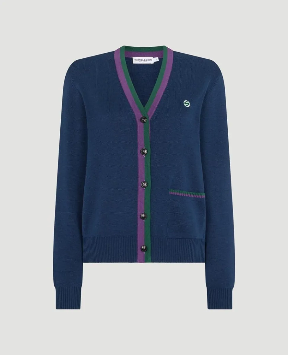 Wimbledon Knitwear-Womens Knit Cardigan - Navy