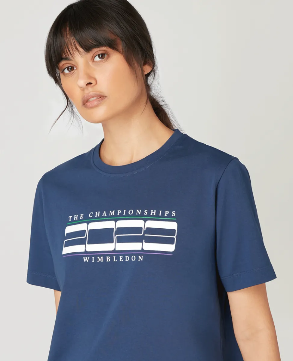 Wimbledon Tops & T-Shirts-Women's Linear 2023 T-Shirt - Navy