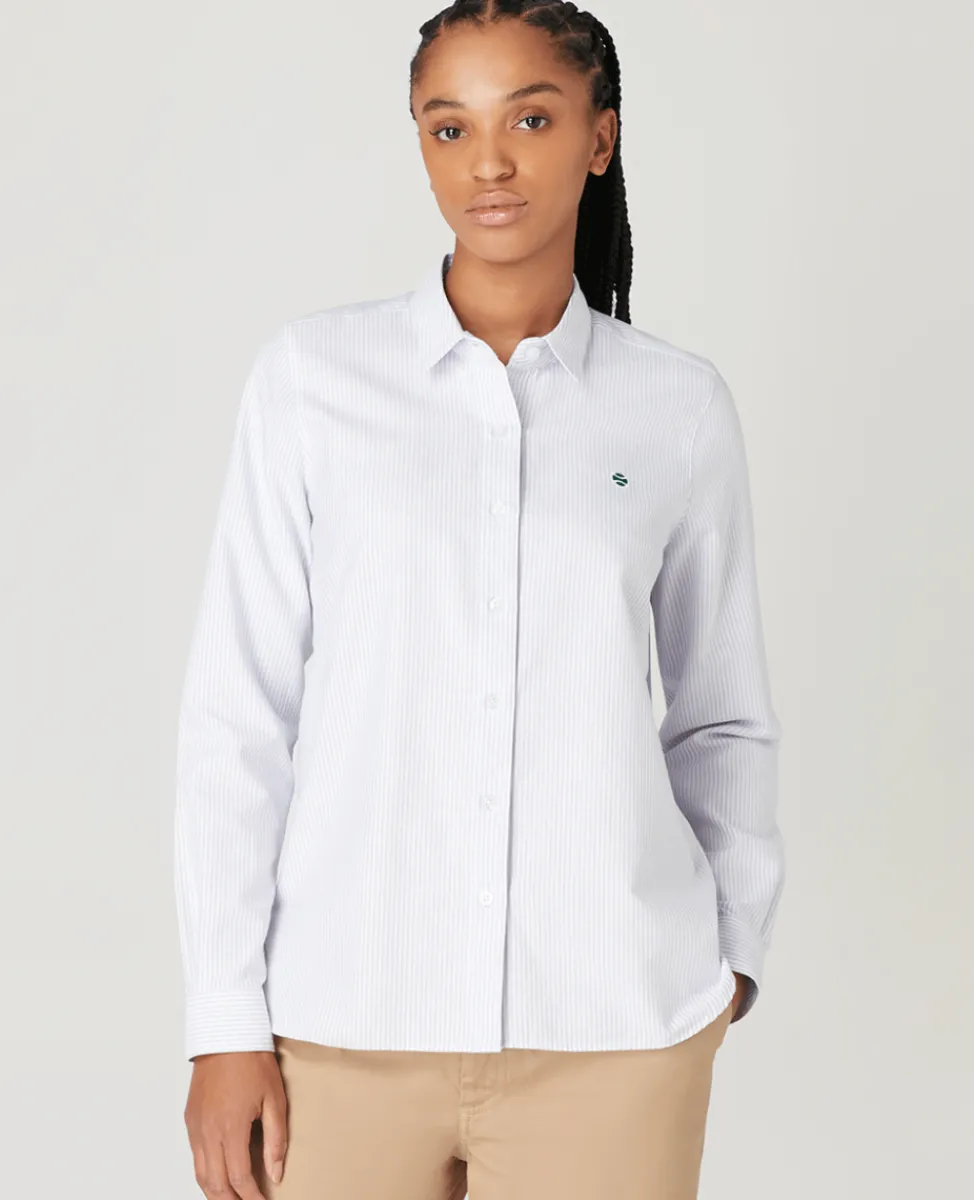 Wimbledon Tops & T-Shirts-Womens Oxford Stripe Shirt - Lilac