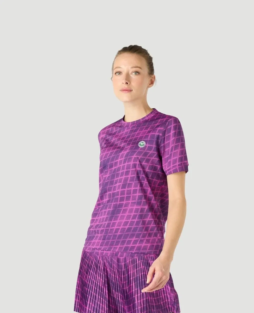 Wimbledon Tops & T-Shirts-Womens Performance Grid T-Shirt - Purple