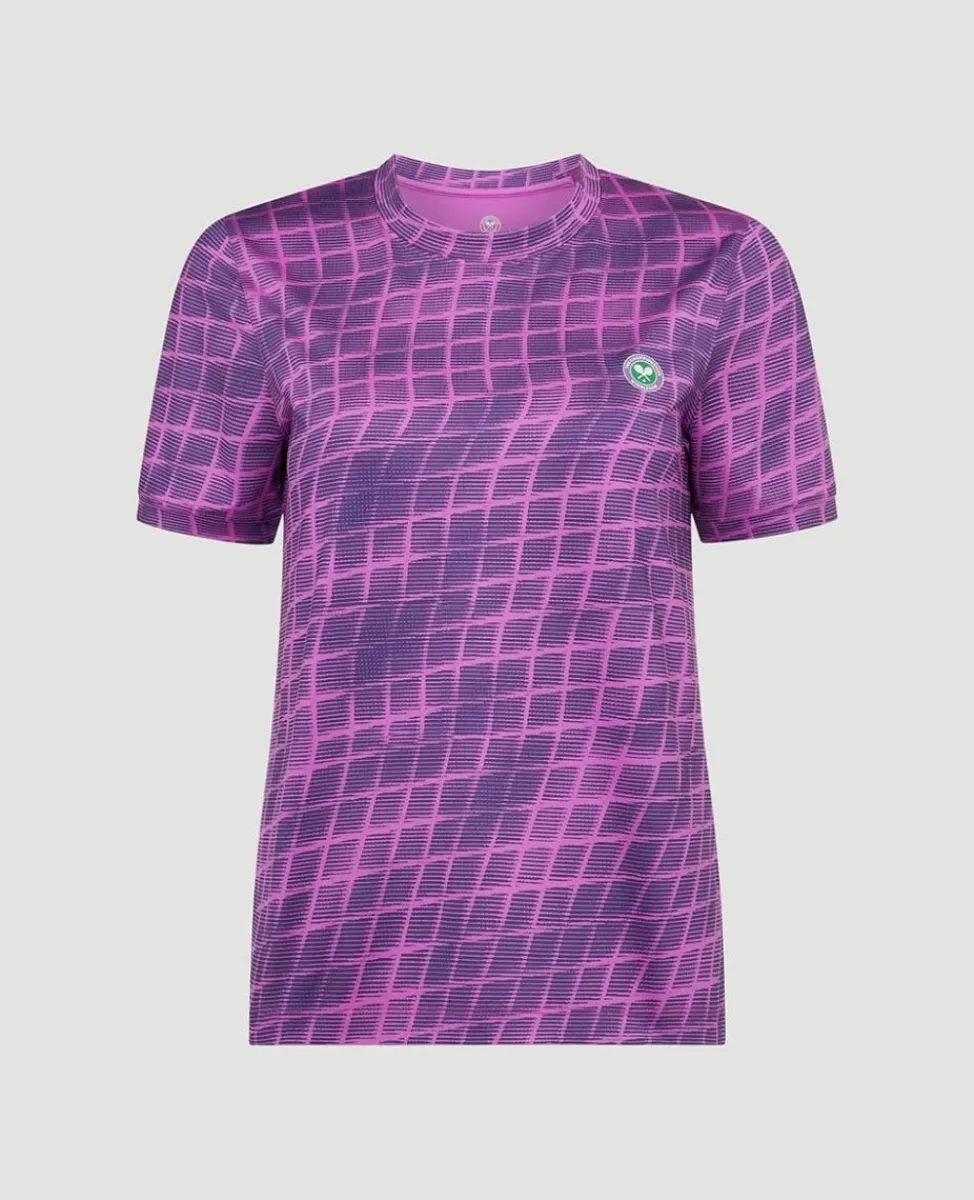 Wimbledon Tops & T-Shirts-Womens Performance Grid T-Shirt - Purple