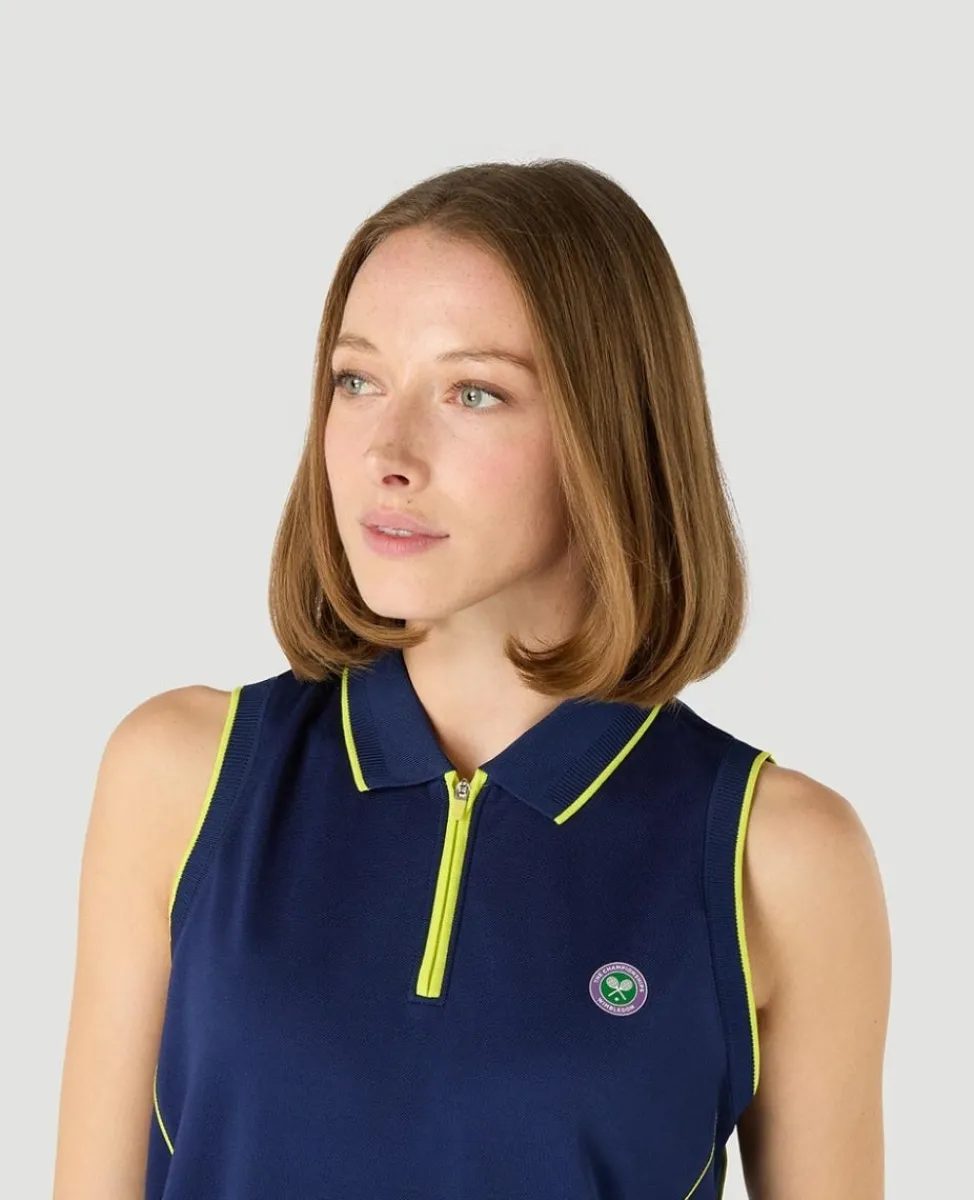 Wimbledon Tops & T-Shirts | Tops & T-Shirts-Womens Performance Sleeveless Polo - Navy