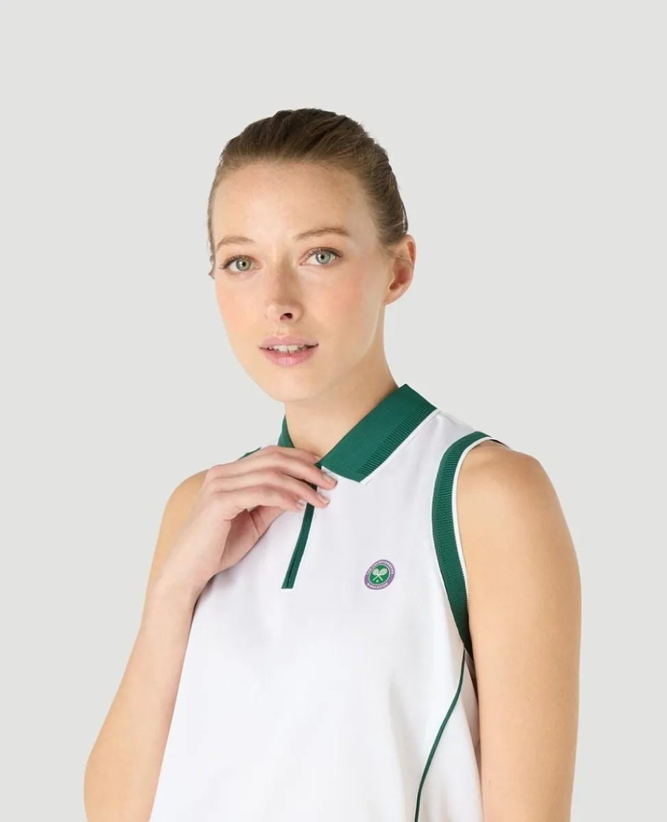 Wimbledon Tops & T-Shirts | Tops & T-Shirts-Womens Performance Sleeveless Polo - White