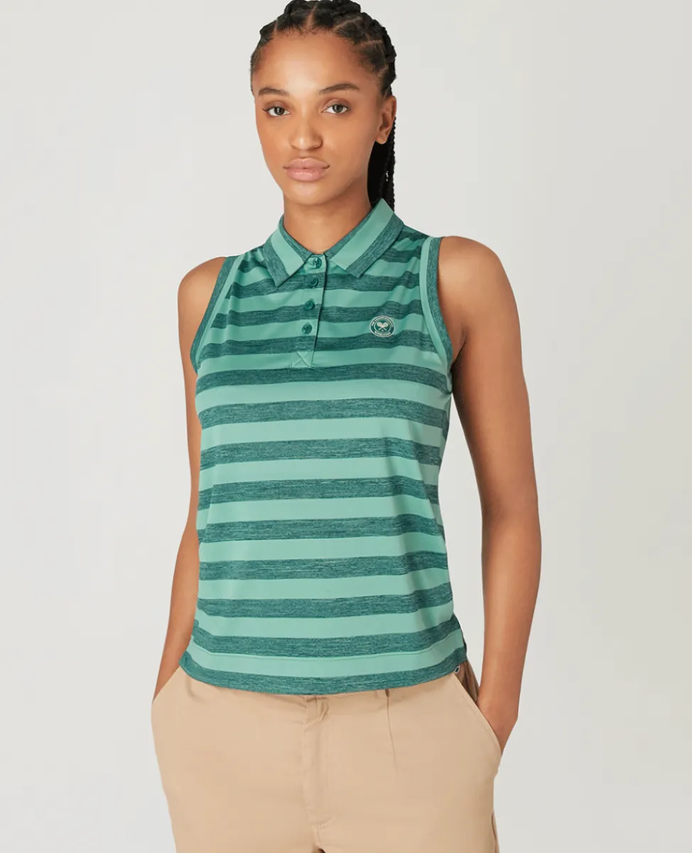 Wimbledon Tops & T-Shirts-Womens Sleeveless Polo - Green