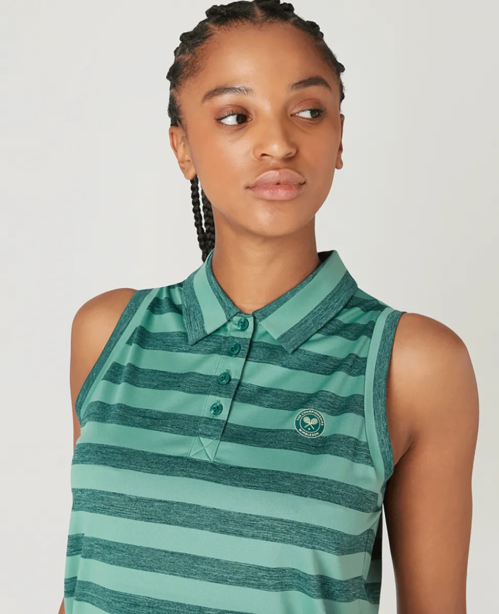 Wimbledon Tops & T-Shirts-Womens Sleeveless Polo - Green