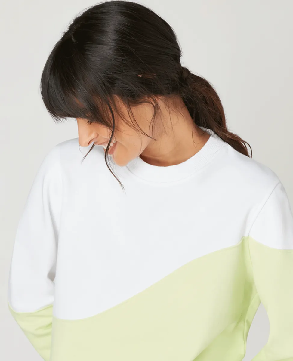 Wimbledon Sweatshirts & Hoodies-Womens Tennis Sweatshirt - White & Lime