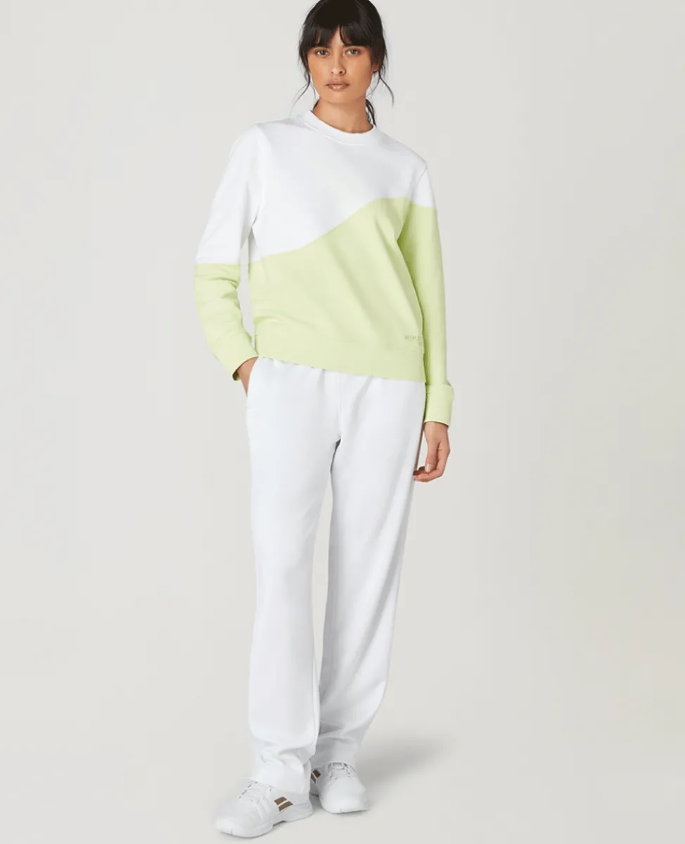 Wimbledon Sweatshirts & Hoodies-Womens Tennis Sweatshirt - White & Lime