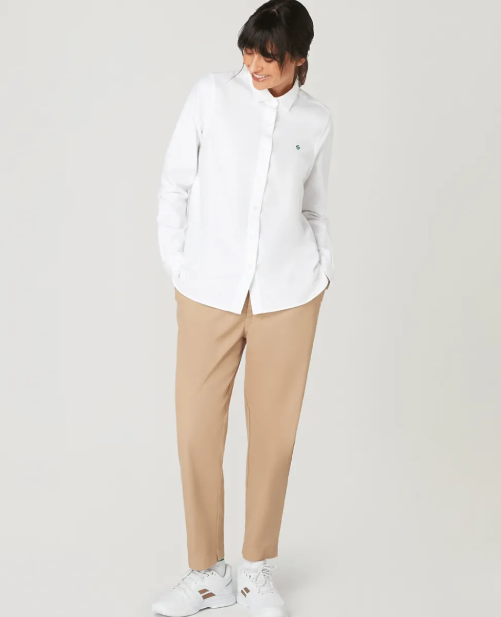 Wimbledon Trousers & Shorts-Womens Twill Cropped Trousers - Stone