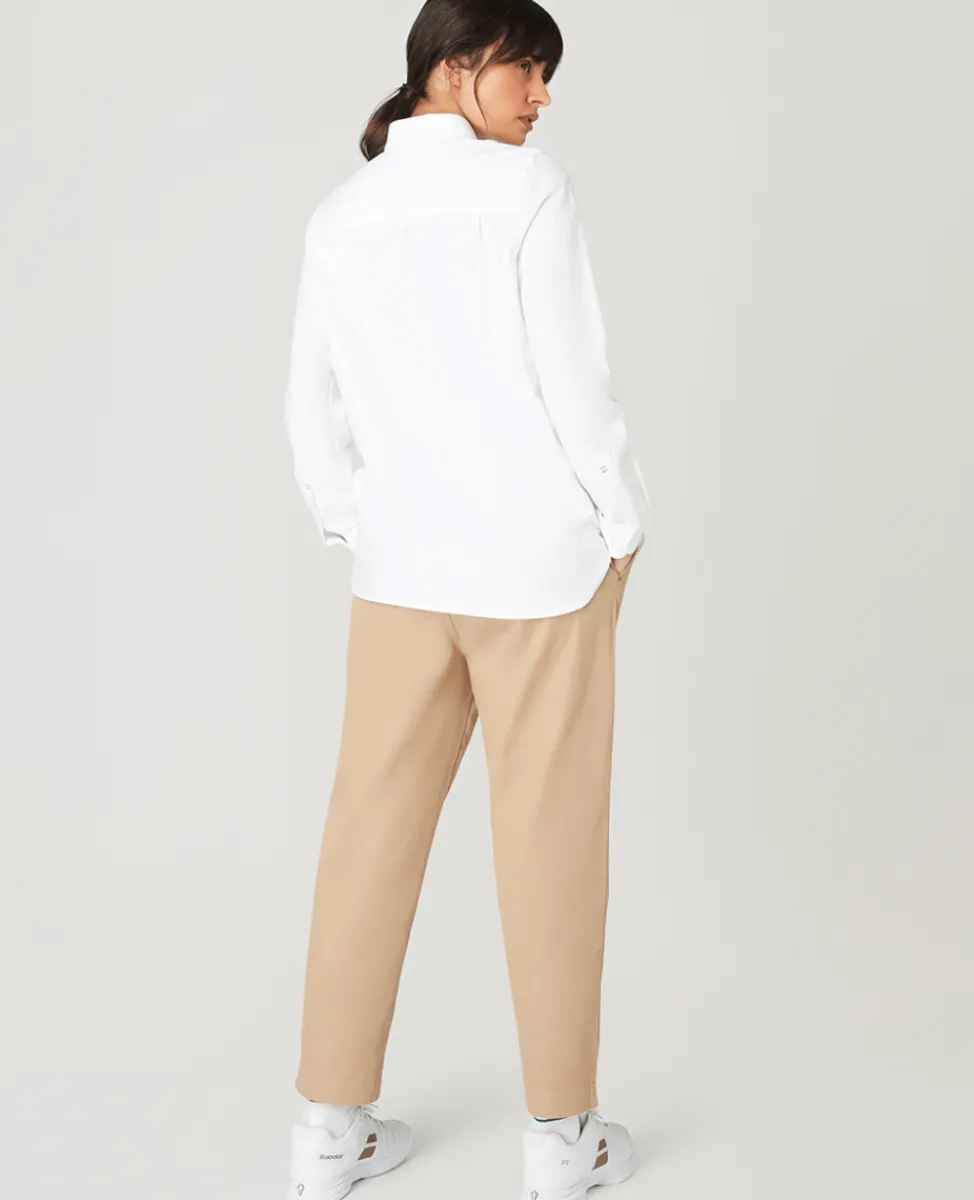 Wimbledon Trousers & Shorts-Womens Twill Cropped Trousers - Stone