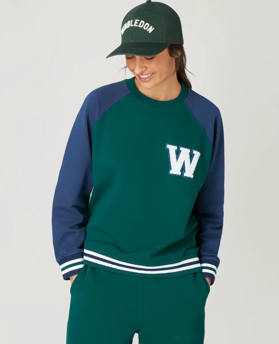 Wimbledon Sweatshirts & Hoodies-Womens Varsity Sweatshirt - Green