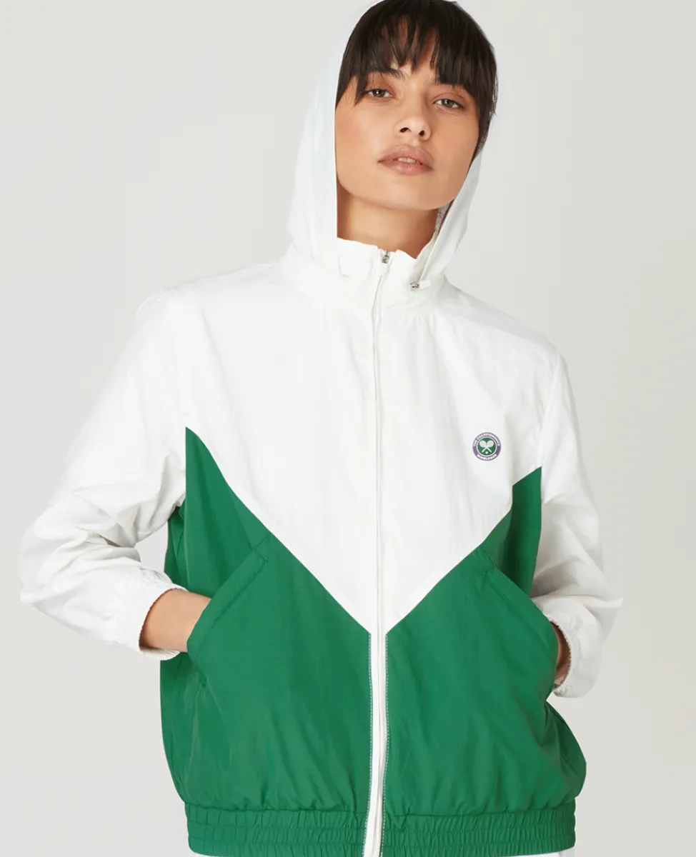 Wimbledon Jackets & Coats-Womens Windbreaker Green & White