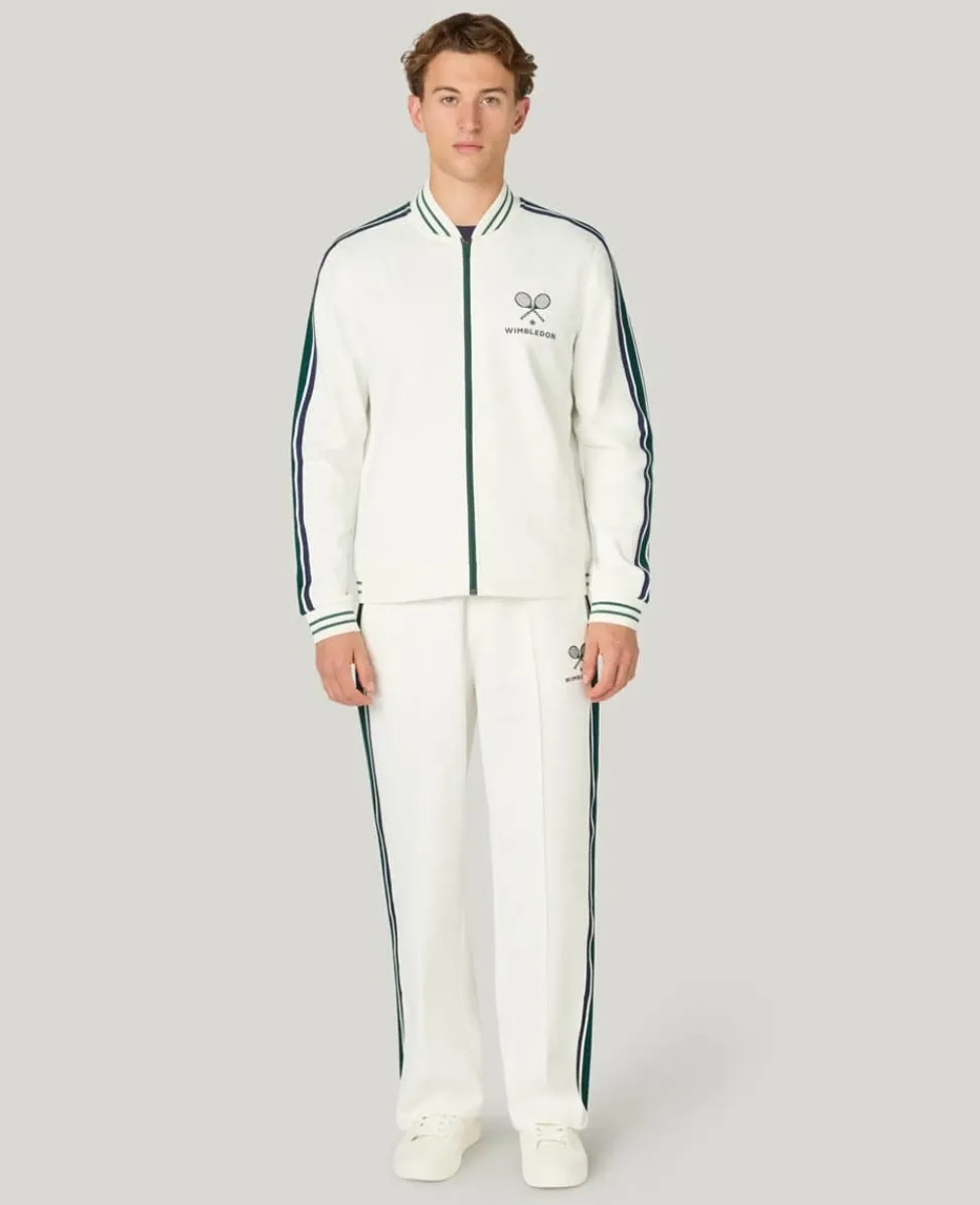 Wimbledon Jackets & Coats-Zip Front Stripe Track Jacket in White